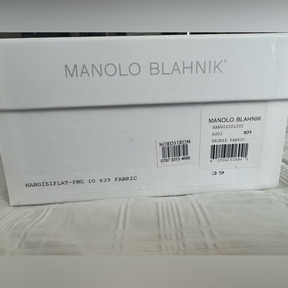 Manolo Blahnik Gold Glitter Fabric Jewel Buckle Flat Pumps Size 39 - Picture 10 of 11